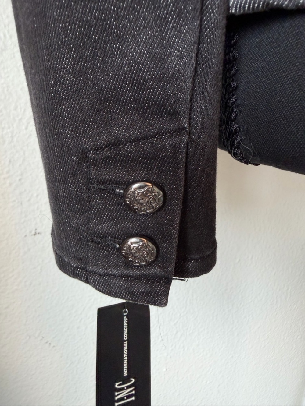 INC Black Cropped Denim Blazer-Size XS-NWT - Picture 7 of 9